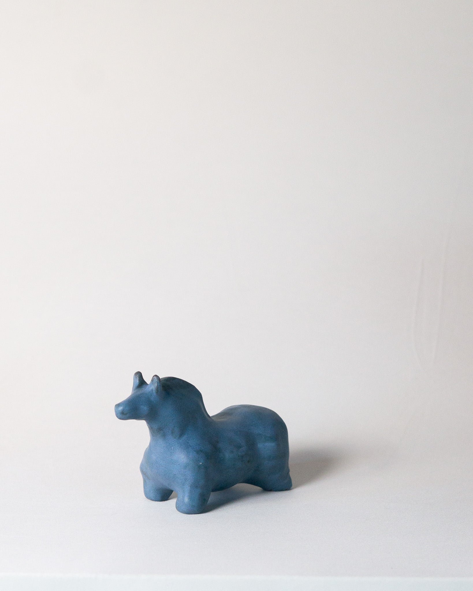 Medium Handbuilt Ceramic Horse Sculpture in Azure Glaze