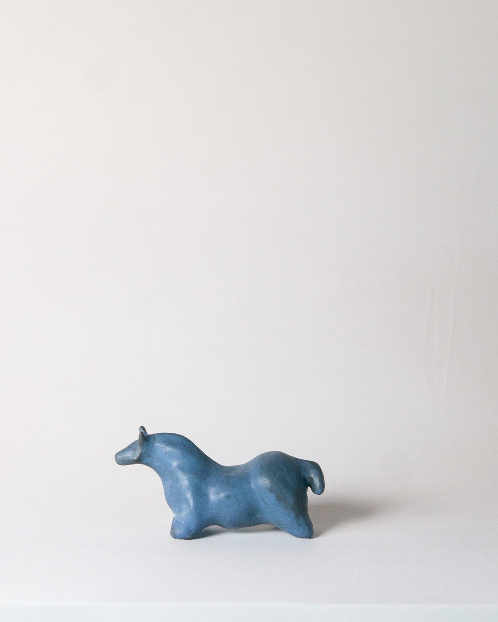 Small Handbuilt Ceramic Horse Sculpture in Azure Glaze