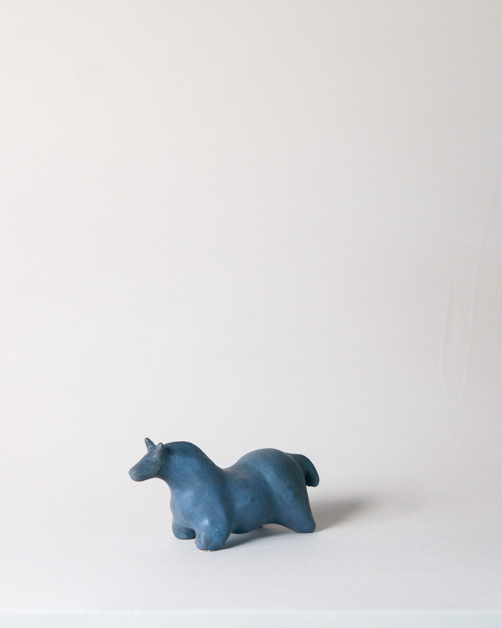 Small Handbuilt Ceramic Horse Sculpture in Azure Glaze