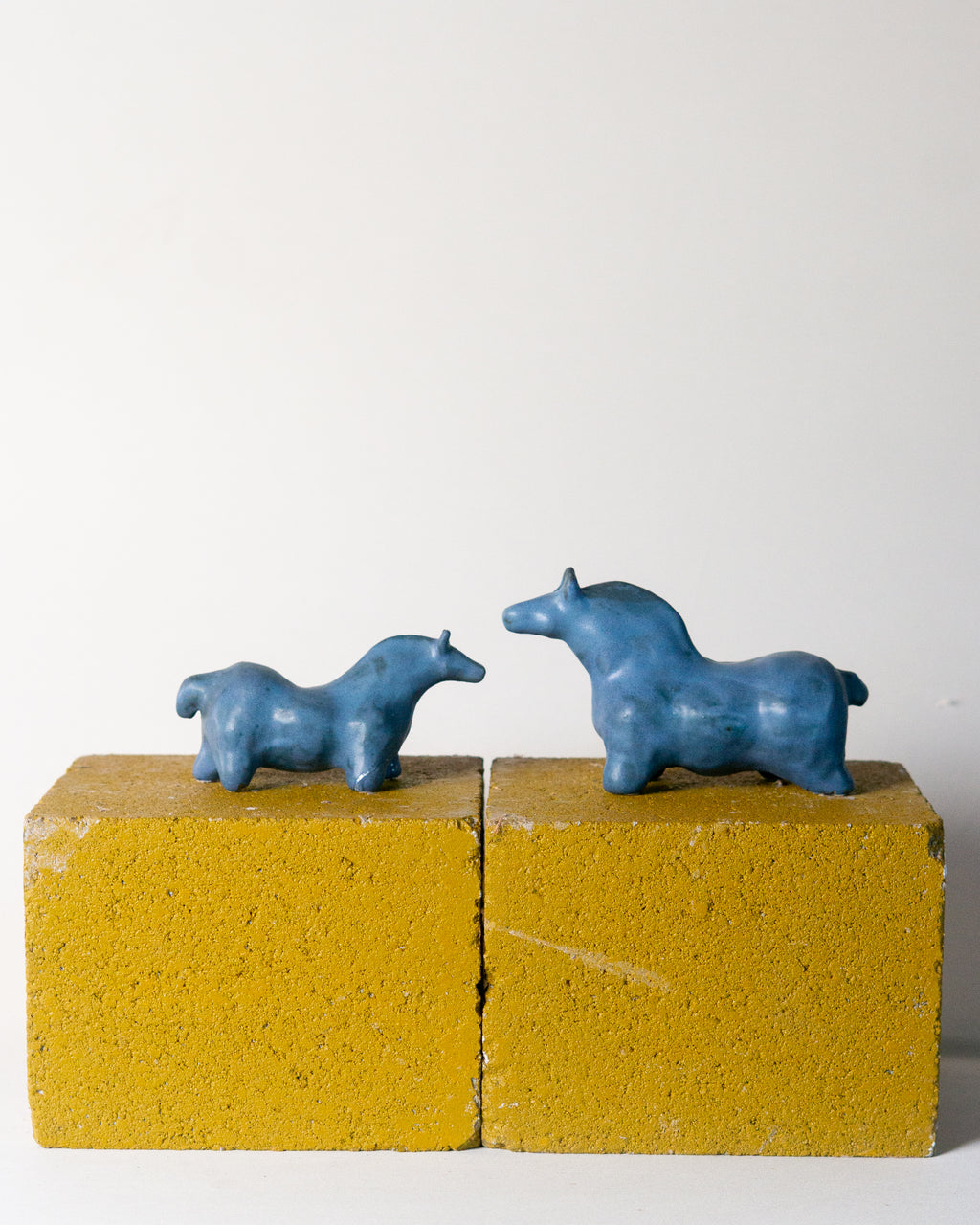 Medium Handbuilt Ceramic Horse Sculpture in Azure Glaze