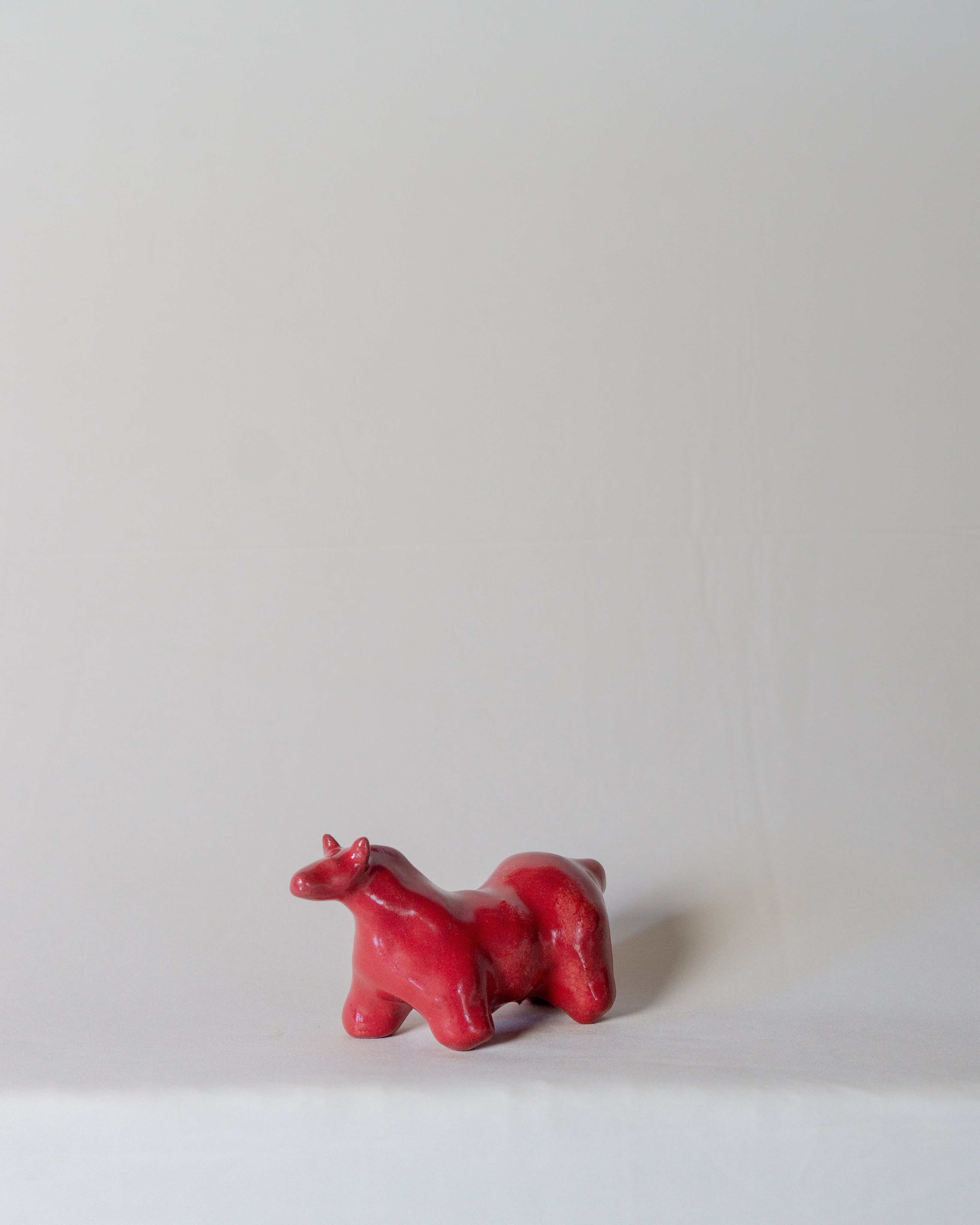 Small Horse Sculpture in Raspberry Glaze
