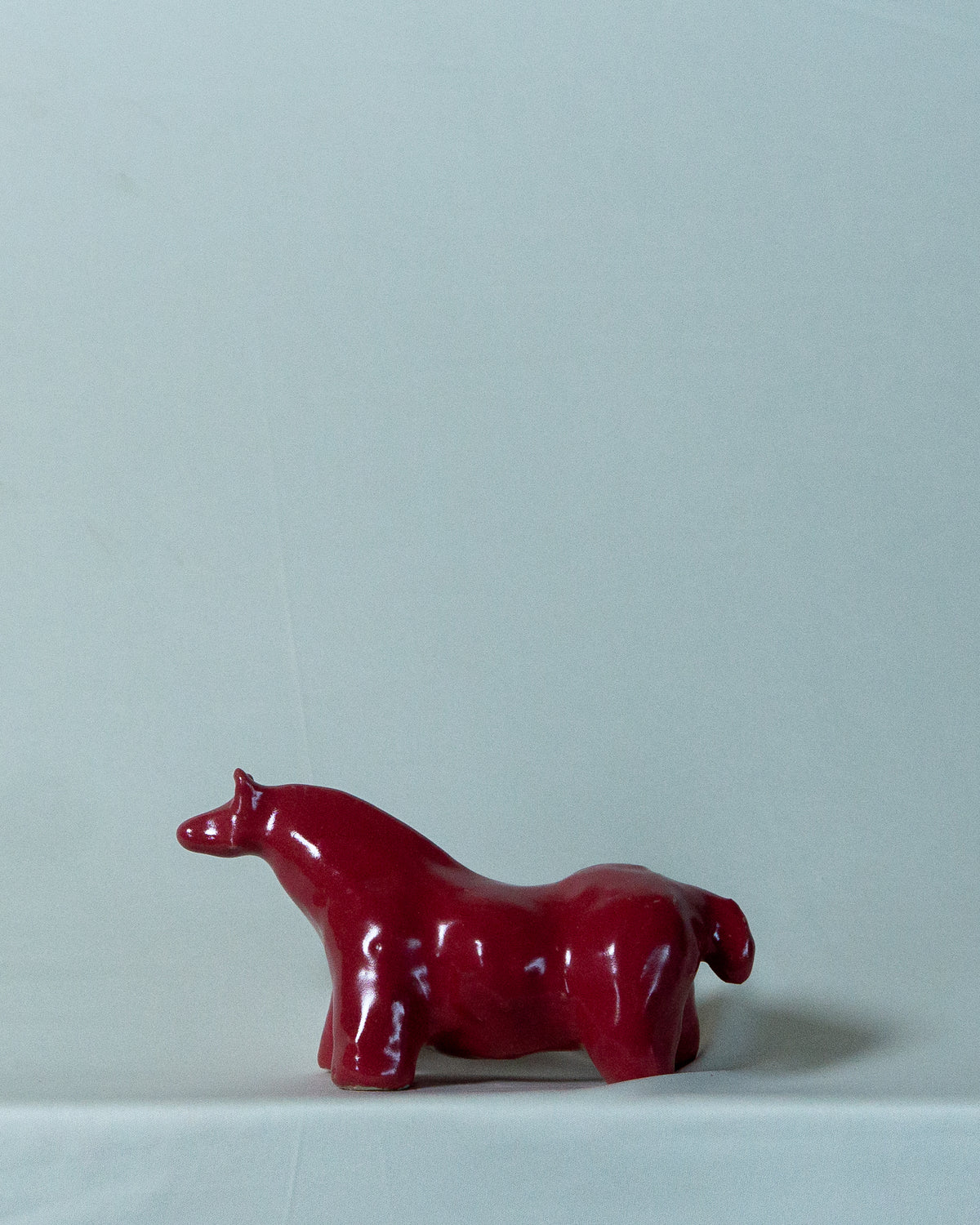 New: Small Horse Sculpture in Raspberry Red Glaze