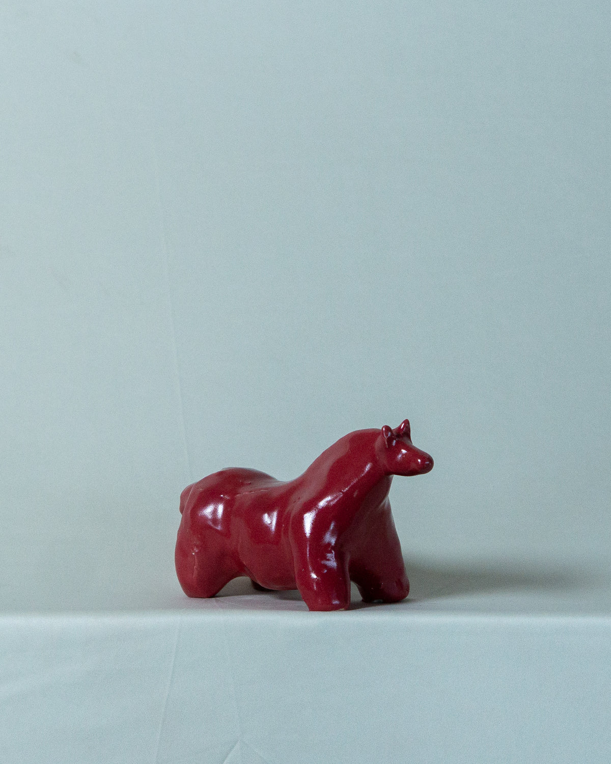 New: Small Horse Sculpture in Raspberry Red Glaze